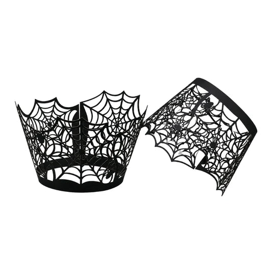 Iconic - Black Web Cupcake Wrap - 12Pk