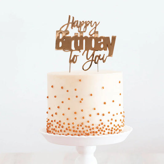 Cake & Candle - Happy Birthday To You Topper - Rose Gold