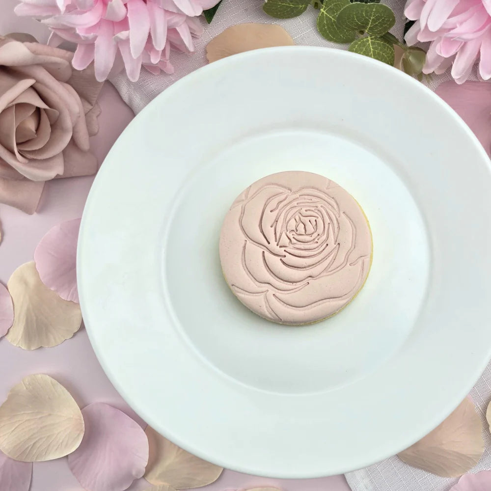 Custom Cookie Cutters Embosser - Rose Bloom.