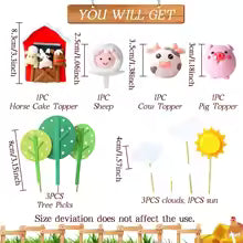 10Pc Farm Animal Cake Decorating Kit