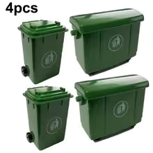 4PC Garbage Bins Figurines
