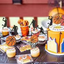 17pc Basketball Cake Toppers Cardstock
