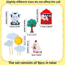 9Pc Farm Animal Cake Decorating Kit