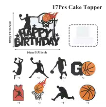 17pc Basketball Cake Toppers Cardstock