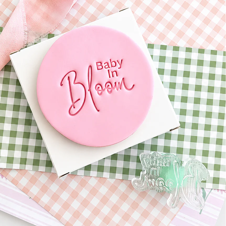 Custom Cookie Cutters - (SweetP) - Baby in Bloom - Text