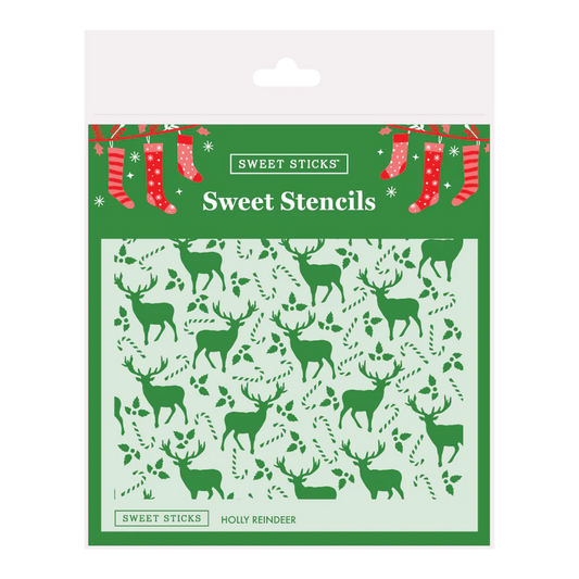 Sweet Sticks Stencil - Christmas Holly Reindeer.