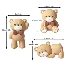 Brown Bow Bear Cake Topper 1pc