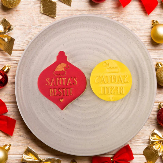 Custom Cookie Cutters Embosser - Santa's Bestie.