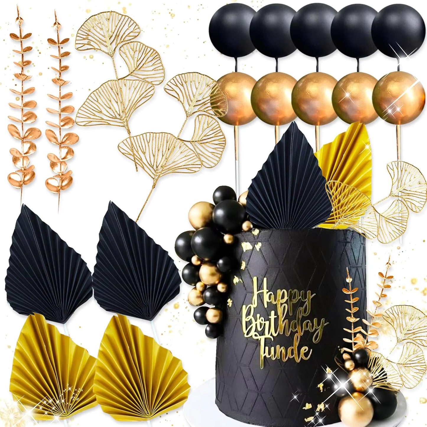 18Pc Black & Gold Cake Decorating Kit