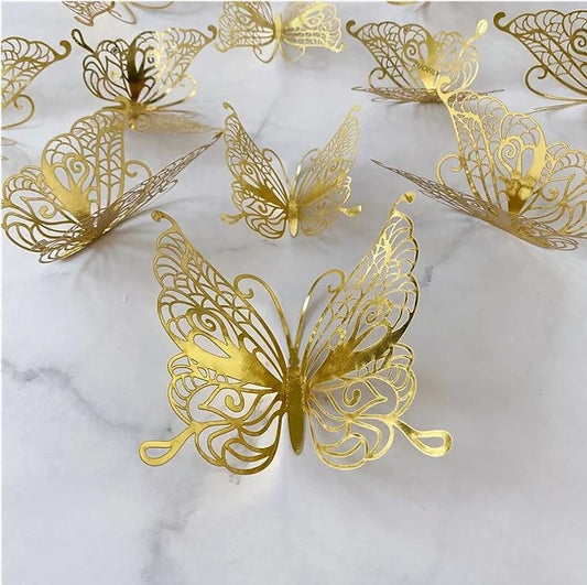 Gold B Butterflies - 12PC