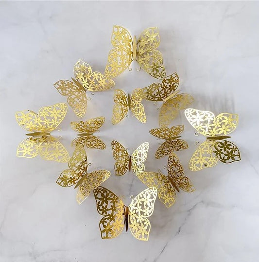 Gold D Butterflies - 12PC