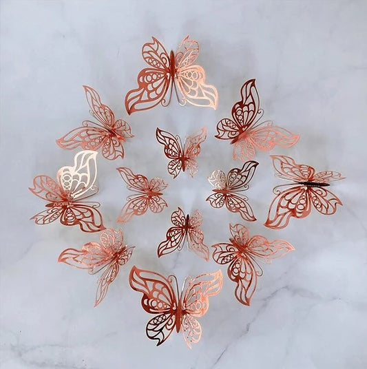 Rose Gold A Butterflies - 12PC