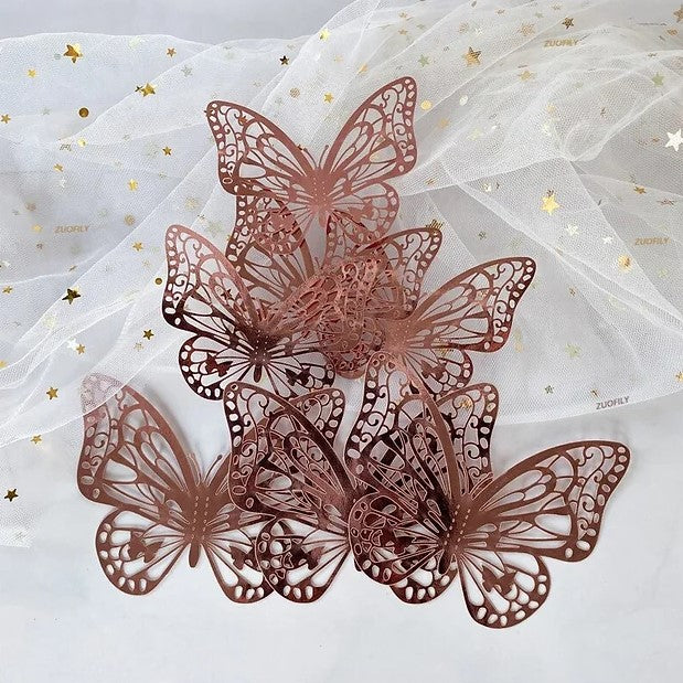 Rose Gold F Butterflies - 12PC