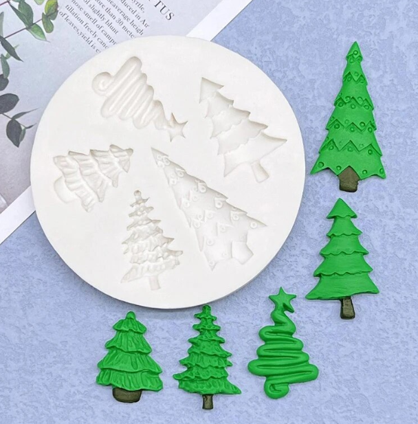 Silicone Mould - 5PC Assorted Christmas Trees - S496
