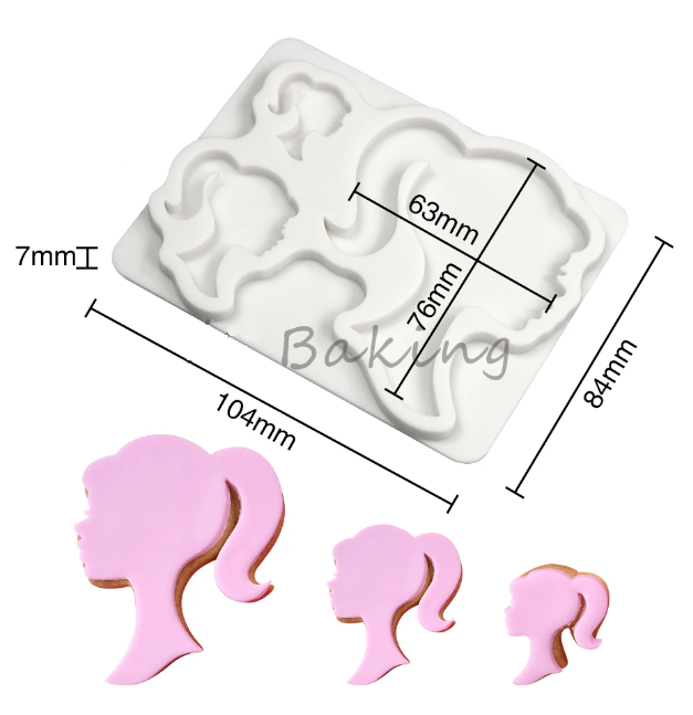 Silicone Mould - Barbie Head 3pc - S521