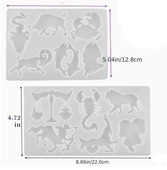 Silicone Mould - 12PC Star Signs - S591