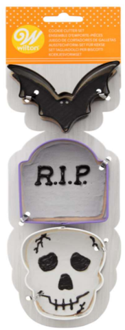 Bat, Headstone, Skull 3pc Cookie Cutter Set.