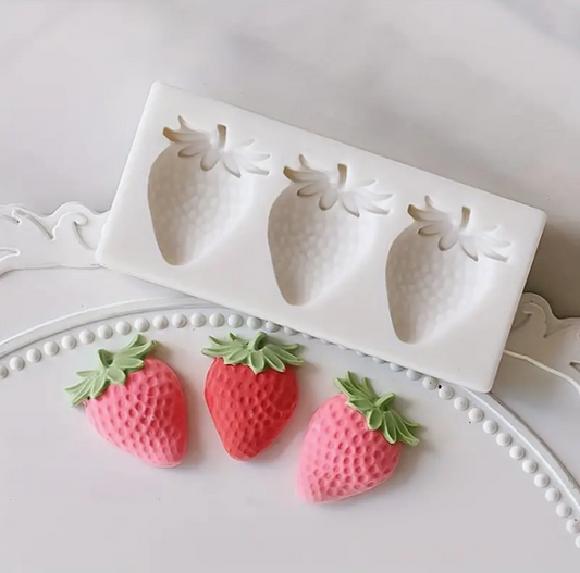 Silicone Mould - 3PC Strawberry - S576