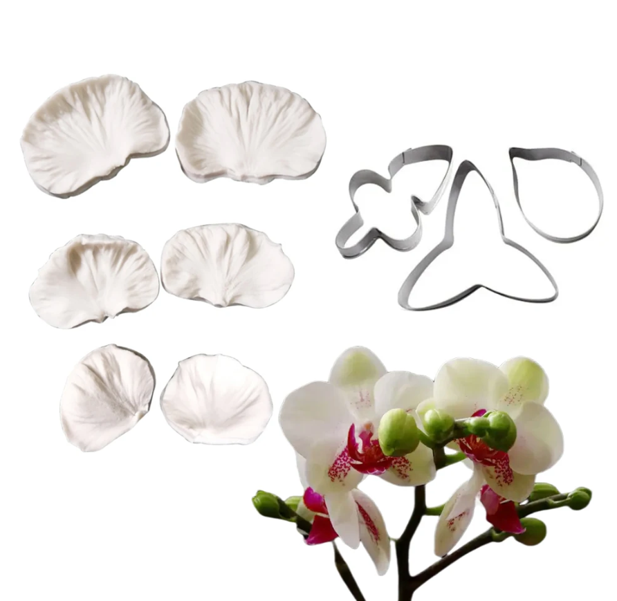Silicone Mould - 9PCS Phalaenopsis Orchid Petal Veiners & Cutters - S589