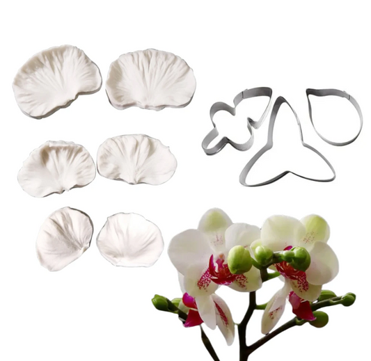 Silicone Mould - 9PCS Phalaenopsis Orchid Petal Veiners & Cutters - S806