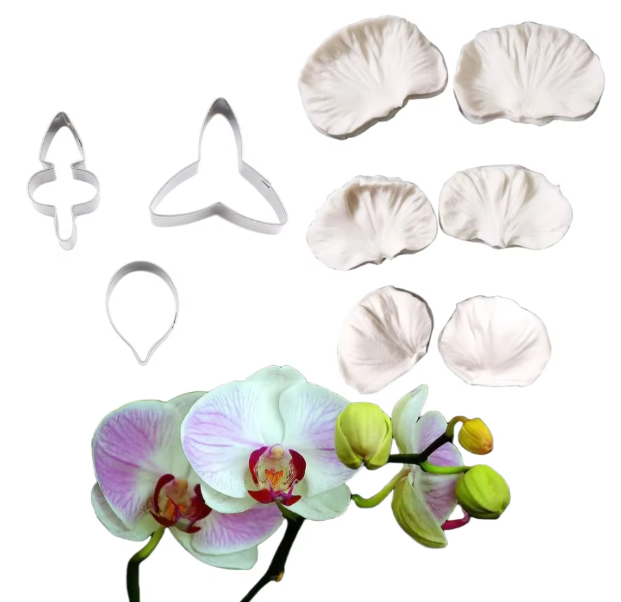 Silicone Mould - 9PCS Phalaenopsis Orchid Petal Veiners & Cutters - S589