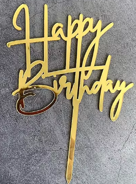 Acrylic Topper - Happy Birthday - Gold