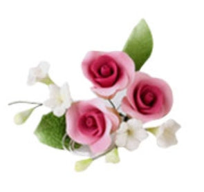 Handcrafted Sugar Flower - Rose Spray - Deep Pink