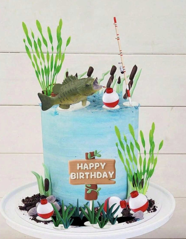 17Pc - Fishing Theme Cake Decorating Kit