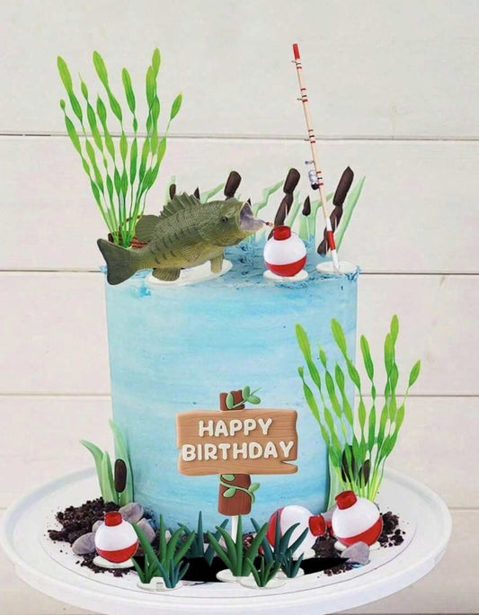 17Pc - Fishing Theme Cake Decorating Kit