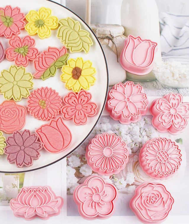 8Pc Assorted Flowers Cookie Cutter Set