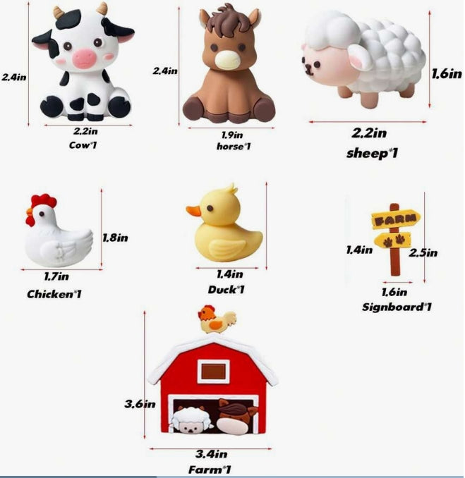 7Pc Farm Animal Cake Decorating Set - V2