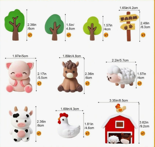 10Pc Farm Animal Cake Decorating Kit