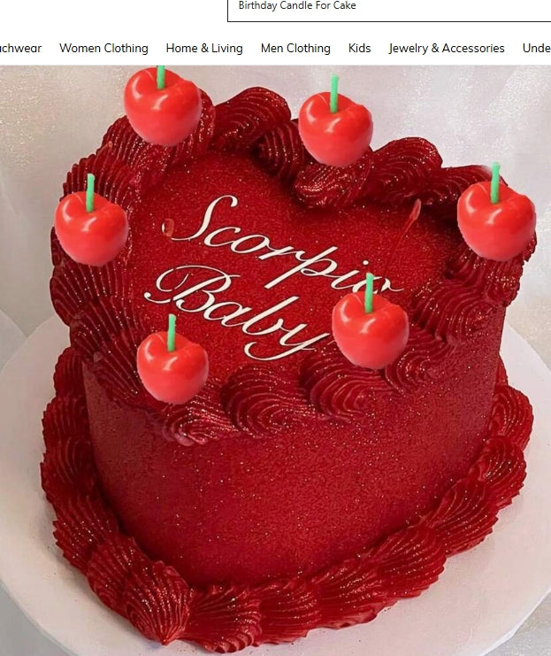 5Pc Cherry Red Birthday Candles