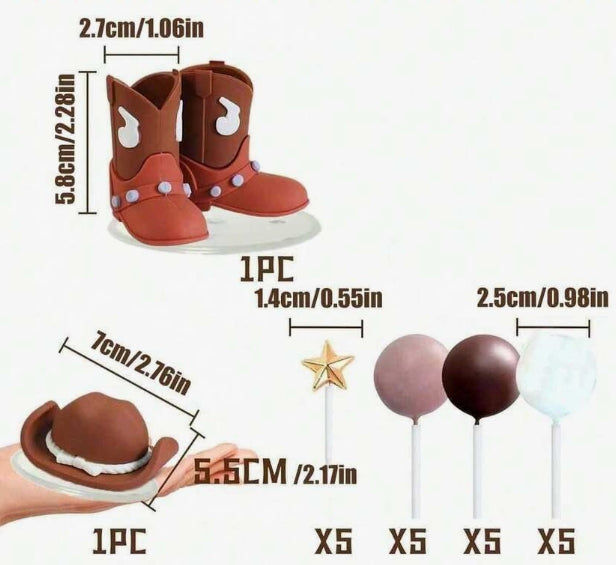 23PC Cowboy / Cowgirl Brown Cake Decorating Kit