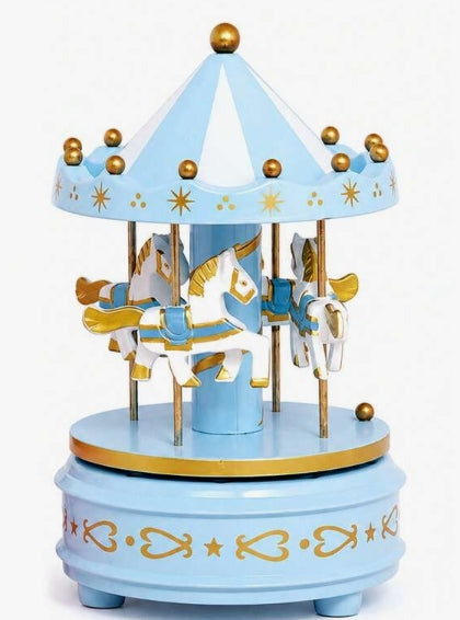 1Pc Musical Carousel - Blue Cake Topper