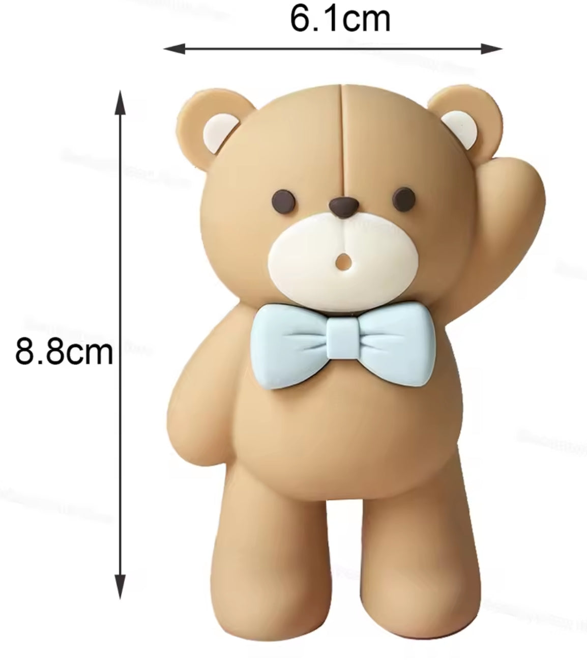Teddy Bear with Bow Cake Topper - Standing