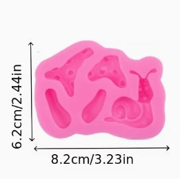 Silicone Mould - Snail & Mushrooms - S638