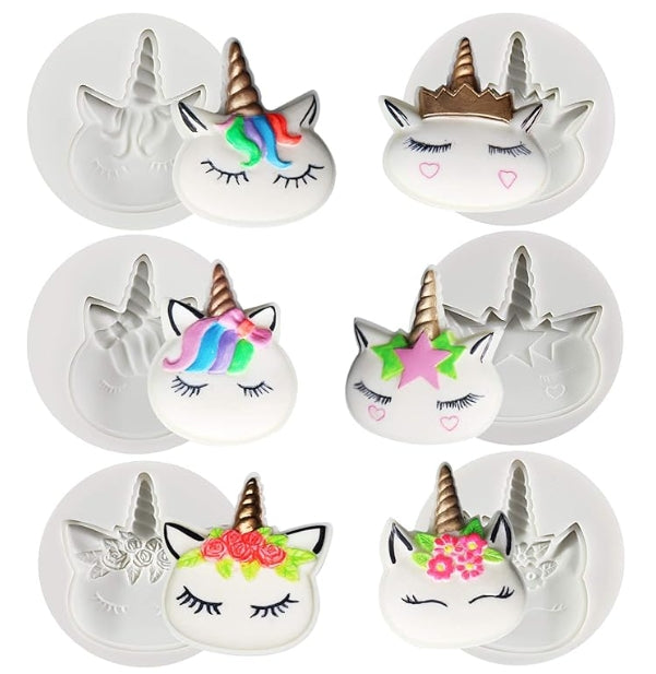 6pk Unicorn Faces Silicone Mould
