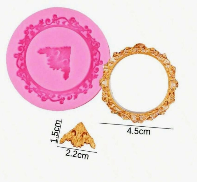 Silicone Mould - Floral Frame Border Round - S665