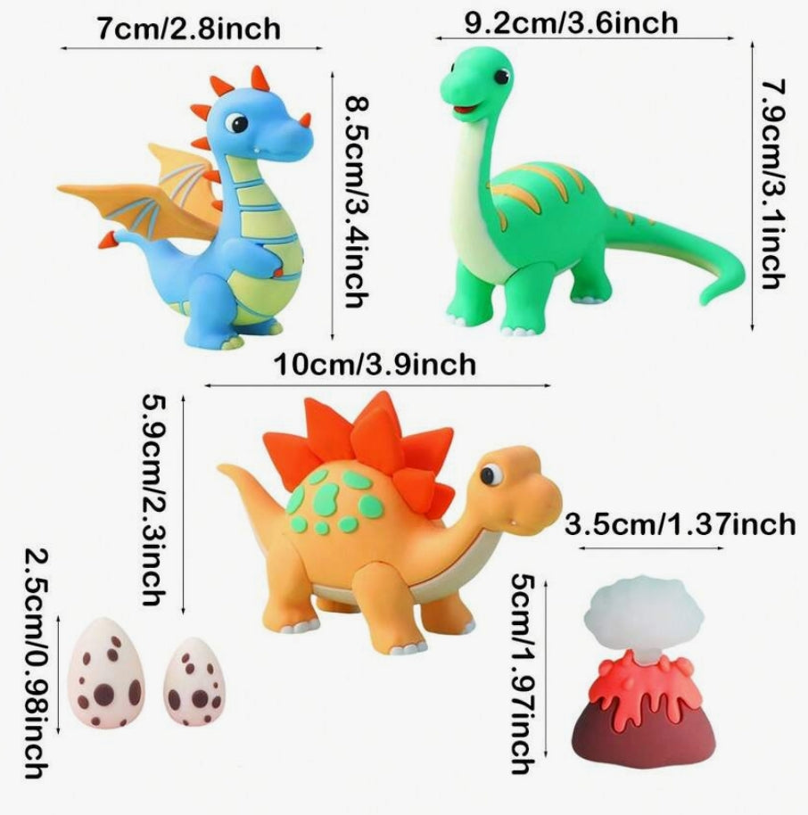 6Pc Dinosaur Cake Decorating Figurine Set