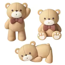 Brown Bow Bear Cake Topper 1pc