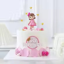 Girl with Pink Bow Cake Topper