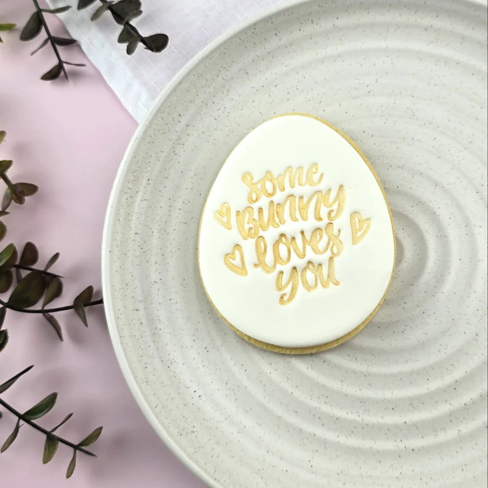 Custom Cookie Cutters Embosser - Some Bunny loves you.
