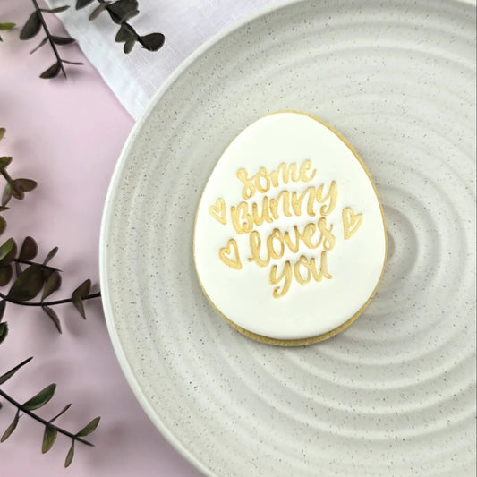 Custom Cookie Cutters Embosser - Some Bunny loves you.