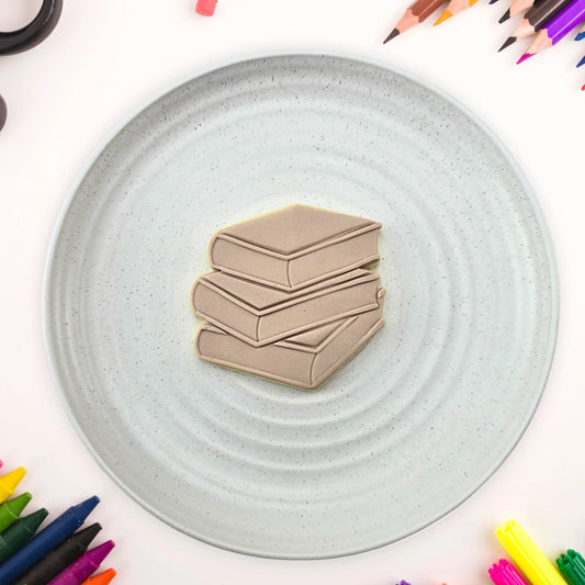Custom Cookie Cutter - Stack of Books Cutter and Embosser Set.
