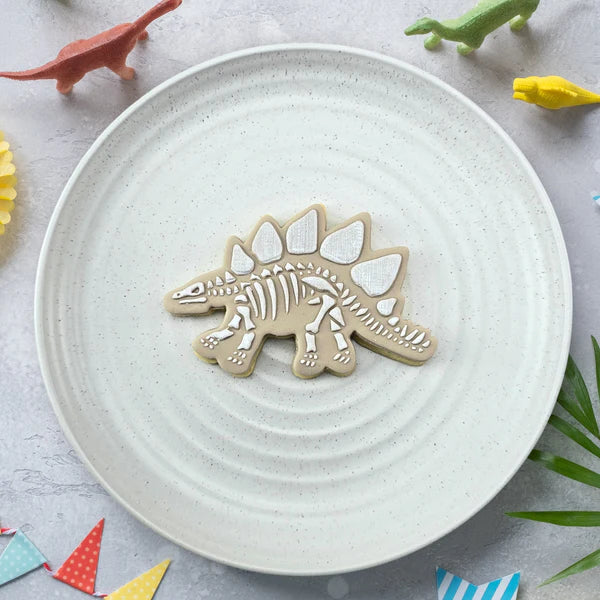 Custom Cookie Cutters - Stegosaurus Fossil Bones Debosser & Cutter Set.
