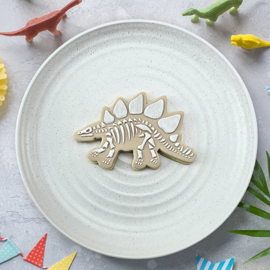 Custom Cookie Cutters - Stegosaurus Fossil Bones Debosser & Cutter Set.