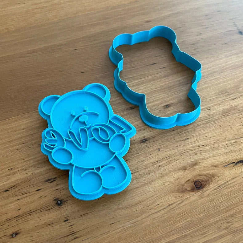 Cookie Cutter Store - Teddy Bear with Love Cutter & Stamp *Last One*