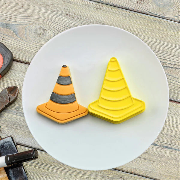 Custom Cookie Cutter - Traffic Cone Cutter and Embosser Set.