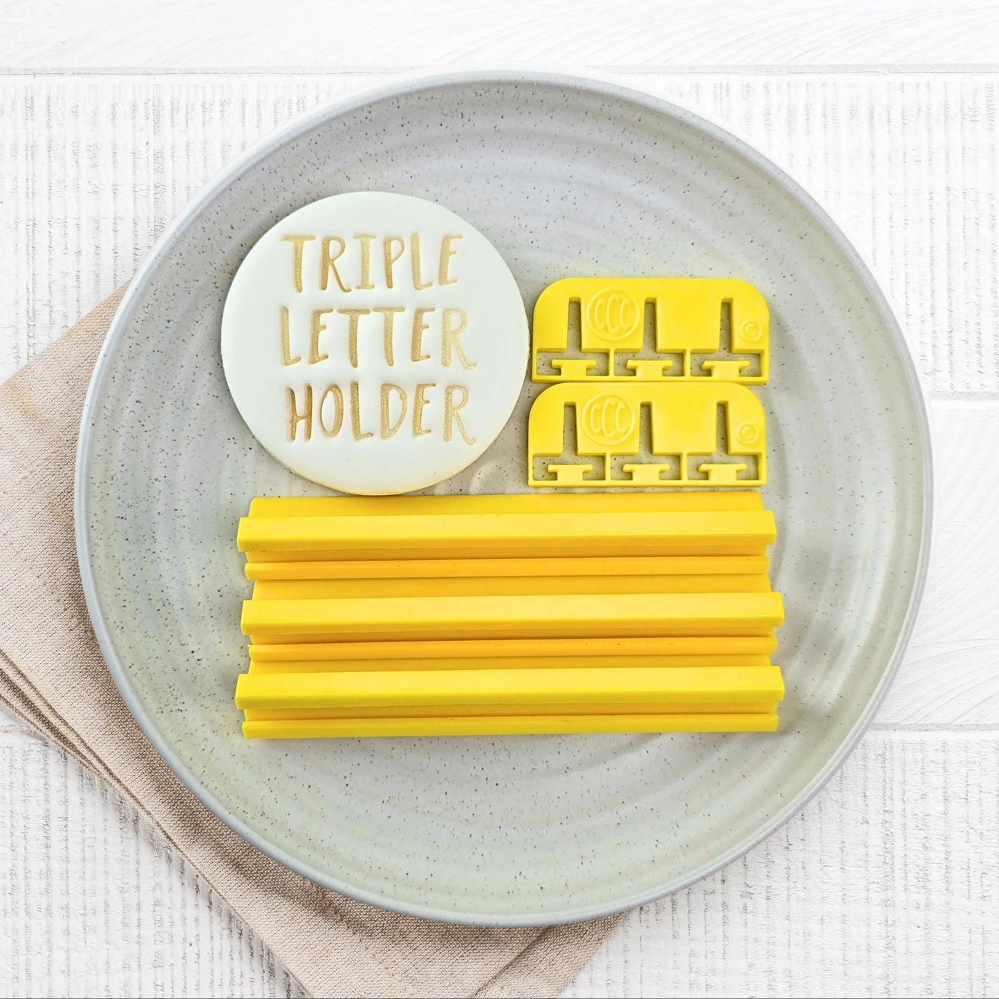 Custom Cookie Cutters Triple Letter Bar Holder.
